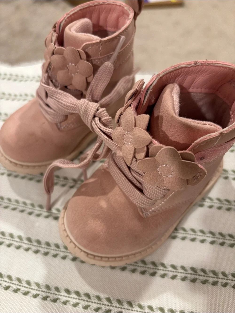 Carter's Blush Pink Floral Lace-Up Toddler Boots